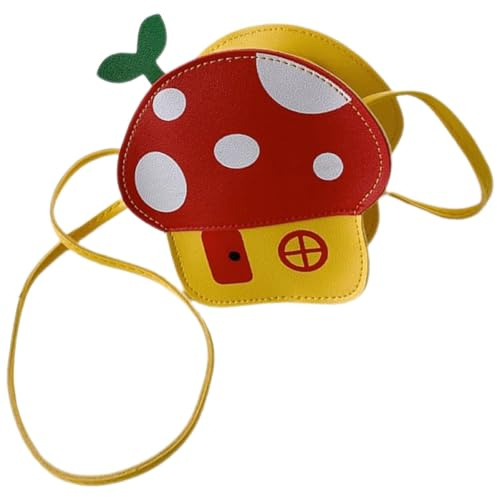 Lurrose Bolso Bandolera para Niña Pequeña Forma de Seta, Monedero Cruzado Rojo, Ligero y Portátil Cremallera Segura, Bolso Infantil para Viajes y Uso al Aire Libre