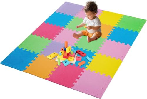 CaitongX 20er-Set Puzzlematten 30×30cm – Weiche Eva Spielmatten, rutschfest, wasserdicht, vielseitige Krabbel- und Spielmatte für Kinderzimmer, Spielbereich und Bodenbelag (Farbig)