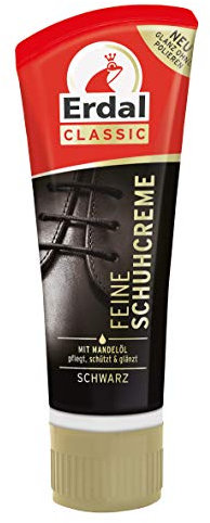 Erdal Feine Schuhcreme, Tubencreme für Glattlederschuhe, mit echtem Mandelöl, schwarz, 10er Pack (10 x 75 ml)