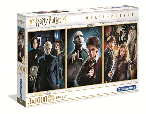 Clementoni 61884 Harry Potter – Puzzle 3 x 1000 Teile ab 9 Jahren | buntes Erwachsenenpuzzle mit kräftigen Farben, Geschicklichkeitsspiel für die ganze Familie, schöne Geschenkidee