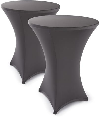 Blumtal 2er Set Stretch Stehtisch Hussen Bügelfrei - Oeko -TEX zertifizierte Tischhussen für Stehtische Ø 80 – 85 cm - Verstärkung im Fußbereich - waschmaschinengeeignet - Anthrazit