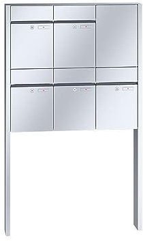 RENZ/Plan / 5er Freistehende Briefkastenanlage Standbriefkasten / V4A-Edelstahl/Volumen 21 L/zum Einbetonieren/Dein-Briefkasten.de