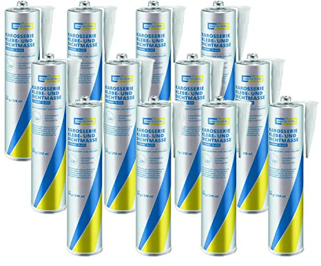 CARTECHNIC 12x Karosserie Klebe- und Dichtmasse Silikon Kleber schwarz 310 ml