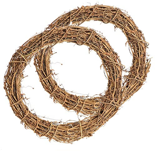 Com-four 2x dekorative Holzkränze - Weidenkranz zum Fenster- und Tischdekoration sowie Weihnachtsdeko (2 Stück, Kranz Ø 30 cm, hellbraun)