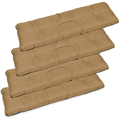 SuperKissen24. 4er Set Sitzkissen Bankkissen Bankauflage für Gartenbank - 120x38 cm - Outdoor und Indoor - Beige