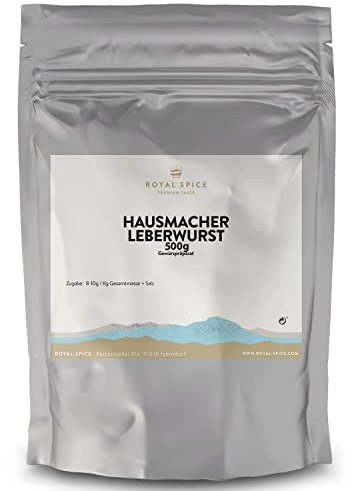 Royal Spice Hausmacher Leberwurst Gewürz 500g - Intensives, traditionelles, rustikales Leberwurstgewürz/Würzung für grobe frische Leberwürste & Konserven - Sichtbare Majoran-Einlage