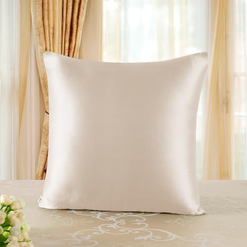 townssilk Seidenkissenbezug 40x40cm – 100% Maulbeerseide, 19mm, beidseitig Seide, Oeko-TEX Zertifiziert, Güteklasse 6A, mit Reißverschluss, 1 Stück,Taupe