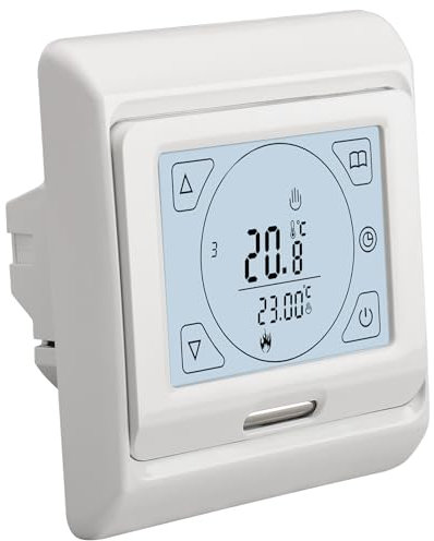 Wengart Room Thermostats WG809,7-day Programmable LCD Display Touch Screen 230V 16A for Electric Underfloor Heating Wall Mounted White