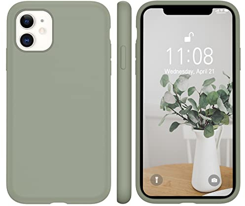 WXX für iPhone 11 Hülle Flüssig Silikon Case 6.1'' 2019 Kupfer Grün | Handyhülle für iPhone 11 Ultra Dünn mit Microfiber,Flüssig Silikon Gel Gummi Kratzfeste Schutzhülle Matt Hülle