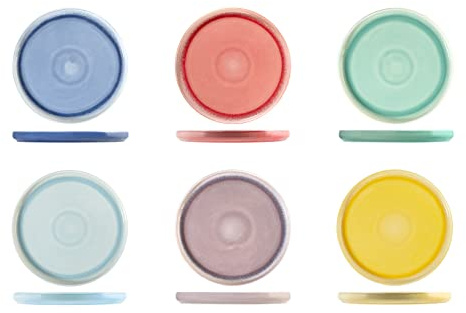 H&H Coachella Set 12 Piatti Piani, New Bone China, 26cm, Colore, Estate