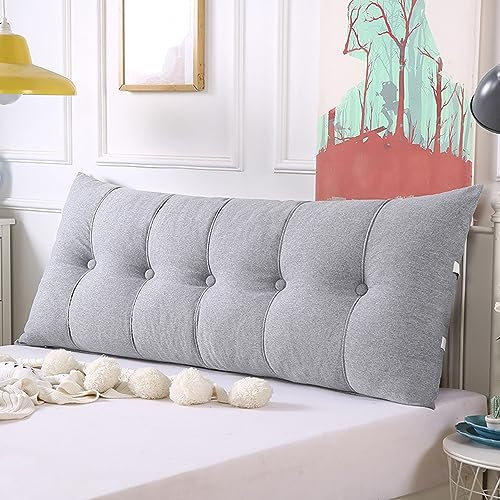 XIEMINLE Lesekissen, Einzelbett, Doppelbett, Kopfteil, Rückenlehne, Kopfteil, Nackenrolle mit Reißverschluss für Sofa, Bürostuhl, 80 x 20 x 60 cm, Grau