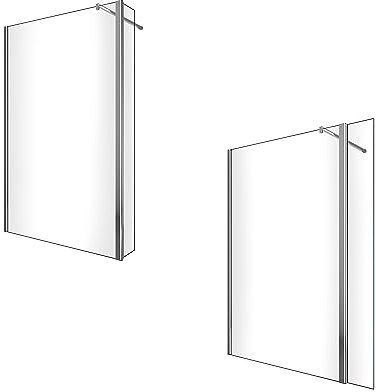 PARETE DOCCIA WALK-IN CON ANTINA GIREVOLE PARASCHIZZI ABBINATA – 8 MM – H 200 ((160-162,5) LASTRA + 120 + ANTINA 40)