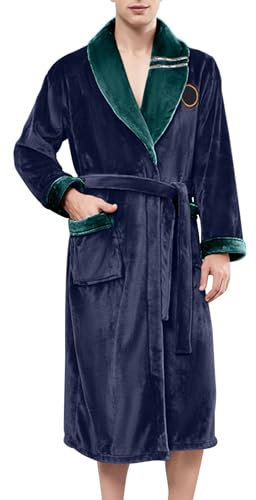 Chnnamzu Bademantel Flauschig Herren - Bademantel Frottee Herren - Herren Bademantel Lang - Lang Warm Morgenmantel - Herren Lang Warm Hausmantel - Langarm Badeponcho Saunakilt