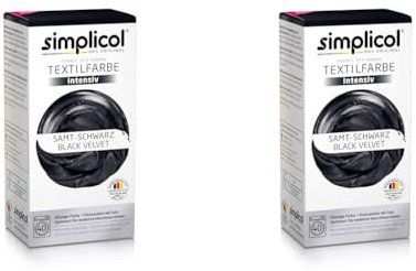 simplicol Textilfarbe intensiv (18 Farben), Samt Schwarz 1818: Einfaches Färben in der Waschmaschine, All-in-1 Komplettpackung (Packung mit 2)