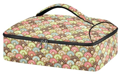Mnsruu Contenitore per casseruole a ciambella per cibi caldi o freddi, borsa termica per casseruole con coperchio, per viaggi, feste, picnic, Ciambella, Taglia unica