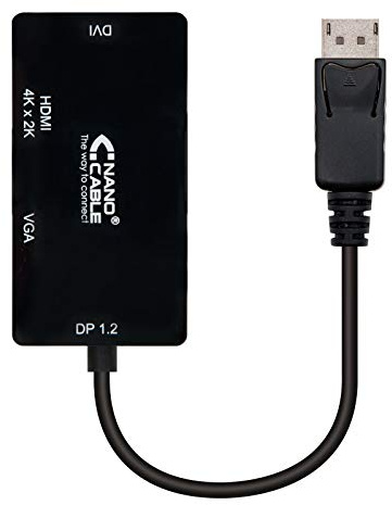 Monkey Ladder Conversor DisplayPort a VGA/DVI/HDMI 3 en 1, 15 cm, para conectar Dispositivos a monitores o proyectores.