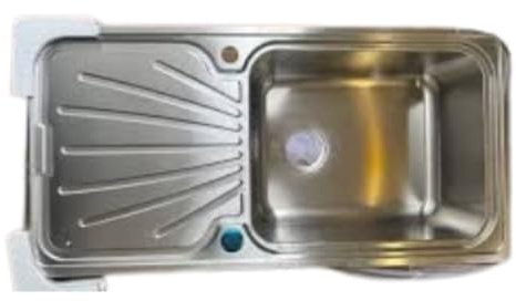 Modern Stainless Steel Kitchen Sink – Single Bowl with Reversible Drainer | 1000x500mm | Brushed Steel Finish | 0.8mm Thick | Inset Waste Set & Overflow Design & Deep Sink Bowl