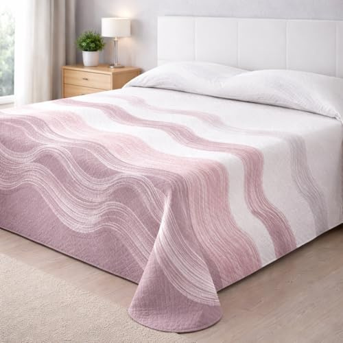 Degrees Home Paraíso – Couvre-lit Fin à Motif Moderne (180x260) – Dessus de Lit 2 Personnes Multi-Usage en Microfibre Douce et Légère pour Toutes Saisons – Design Imprimé Versatile