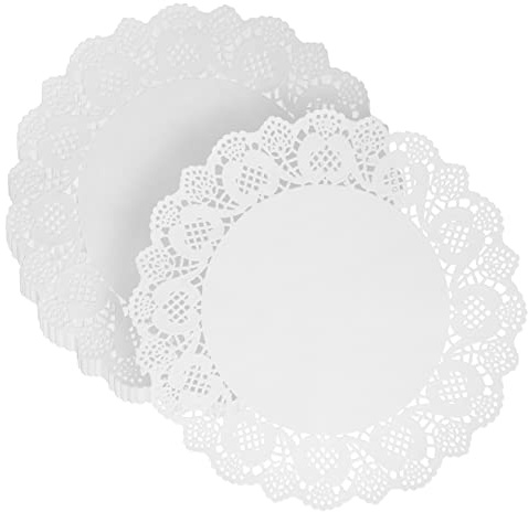 Alipis Runde Spitzenpapier Deckchen, Weißes Papier für Kuchen | Lebensmittelgeeignet, Antihaftend, 100 Stück Packung, für Kekse und Pralinen, Hochzeit und Bäckereifachhandel