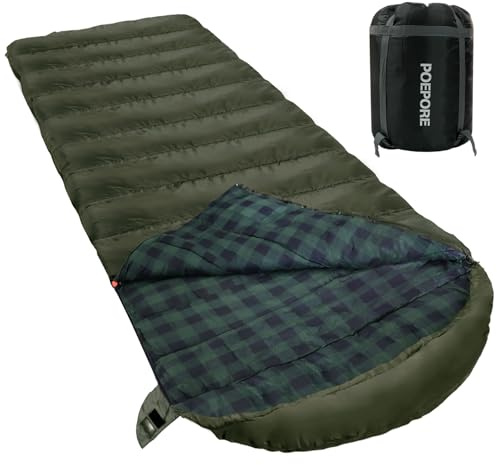 Poepore Schlafsack Outdoor Winter für Erwachsene Extra Breit 3-4 Jahreszeiten XXL Schlafsäcke Warmer Baumwolle Flanell Deckenschlafsack beim Camping Wandern Abenteuern 230 * 100CM