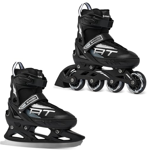 RAVEN Profession Inlineskates Inliner für Kinder und Erwachsene OPTIONAL 2in1 mit Schlittschuhen verstellbar
