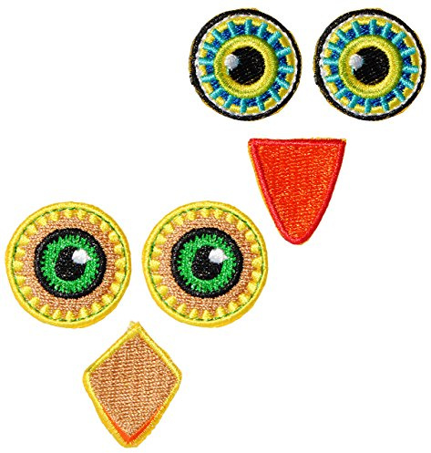 alles-meine.de GmbH XL Bügelbild - 2 Verschiedene - lustige Gesichter - Aufnäher Applikation - Augen, Nasen & Mund - Eulen/Tiere - Gesicht - gewebter Flicken - Jungen & Mäd..