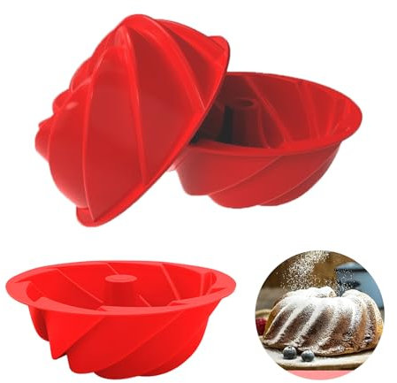 Qixuer 3 Pcs Silicone Fluted Cake Pans，Fluted Spiral Cake Mould Cake, Silicone Gugelhupf Baking Pan for Donut, Muffin, Cake, Cookie, Pudding Baking