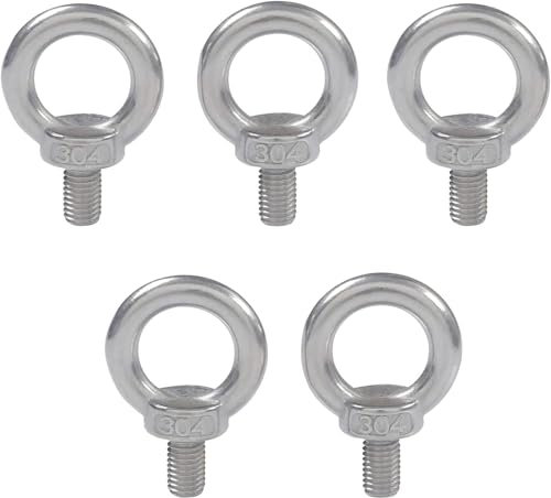 BULINO Hebering-Augenschraube, 5 Stück Edelstahl-Augenschrauben, M8-Hardware-Augenmutter for lebende Hebe- und technische Hebegeräte, M8×150 mm(M8x60mm)