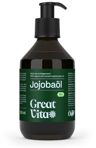 VitaFeel Bio Jojobaöl Gold 4x 250ml mit Pumper | 100% rein & kaltgepresst - Feuchtigkeitspflege für Haut & Haare | Trägeröl für Massage & Aromatherapie - trockener Haut & Kopfhaut