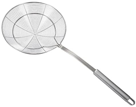 MOLUCKFU 1pieza Colador De Acero Inoxidable Mango Ergonómico Espumadera Fina Para Cocción y Freído Para Filtrar Residuos La Cocina Resistente Altas Temperaturas
