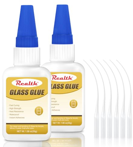 Realth Pegamento Vidrio 30g con 6 Cuentagotas, 2 Pcs