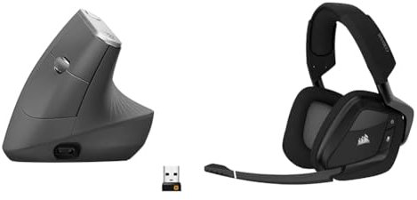 Logitech MX Ratón Vertical & Corsair Void RGB Elite Auriculares Inalámbricos