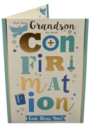 For Grandson On Your Confirmation Bold Lettering Design Religious Greeting Card