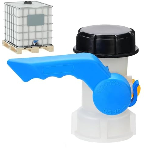 IBC Container Klappenhahn DN40 (62mm) Absperrhahn Tank Adapter, IBC Tank Zubehör IBC Wassertank Universal Adapter, IBC Adapter Kugelhahn Tank für 1000L Wassertank