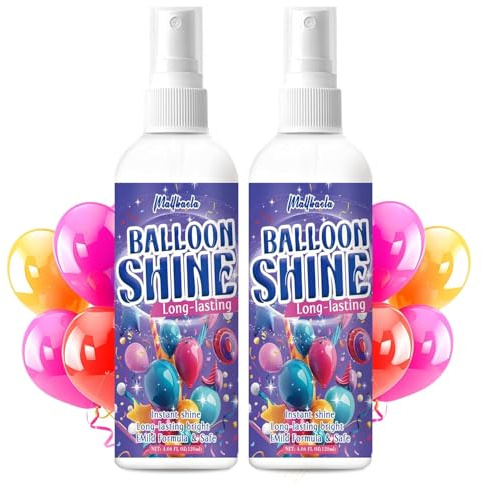 Spray Brillant Pour Ballon, Lot de 2 Éclat Durable Aérosol Pour Ballons, Sans Parfum & Sans Rinçage Spray Brillant Latex Ballon, Idéal pour la Décoration de Ballons, les fêtes et les événements