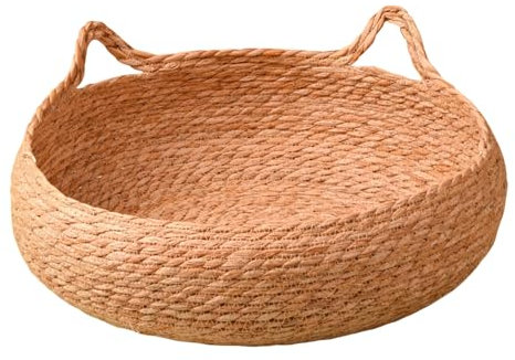 Weberei Katzenbett, Runden Katzen Bettchen, Katzen Bett, Welpenbett Haustier Matte, Haustierbett, Katzenschlafplatz, Naturmaterial, für Katzen oder kleine Hunde (L)