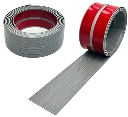 Battiscopa morbida, autoadesiva, profilo angolare in PVC, 3 m, in plastica, per battiscopa, listello autoadesivo flessibile, per fughe (grigio, 3 m x 4 cm)