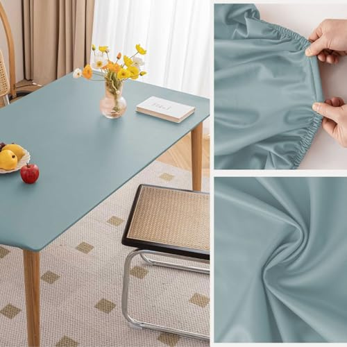 Morbuy Rectangulaire Nappe Imperméable Cuir PU Anti-salissure Nappe de Table Lavable et Facile d’Entretien Ménage Table Basse Nappe pour Cuisine Extérieure Jardin salon (Bleu clair,Table 60X120cm)