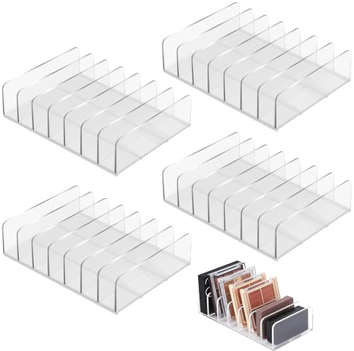 TTYSHIP® 4 Pièces Rangement Palette Maquillage, Transparent Organisateur Palette Cosmétique avec 7 Emplacements pour Vanité Comptoir Salle de Bain