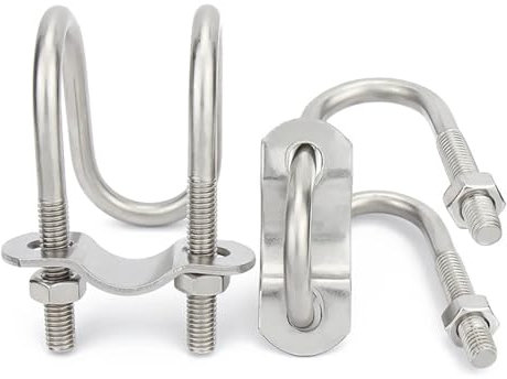 Collier de serrage double en U en acier inoxydable 304 – Fixation robuste avec boulons en U et écrous – Qualité A2 durable pour la plomberie, les clôtures, la construction et l'automobile(32x25mm,M6)