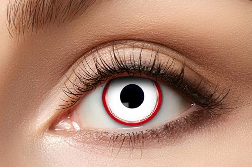 Zoelibat Eyecatcher – Saw – Farbige Wochen-Kontaktlinsen im rot-weiß-schwarzen Sägeblatt-Design – Kontaktlinsen ohne Stärke