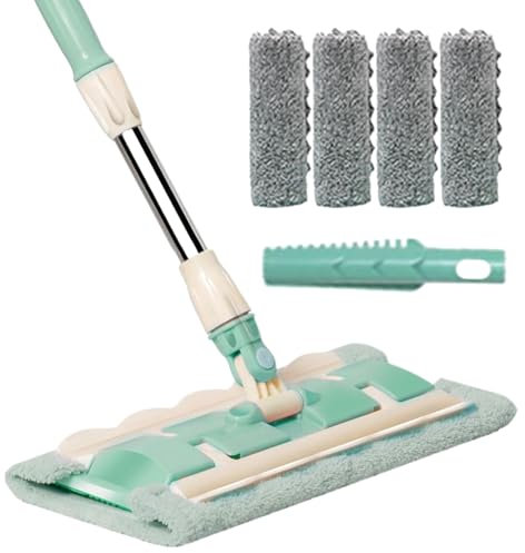 Spray Foor Mop - Mopas planas para limpiar suelos, fregonas planas de microfibra, trapeador de limpieza con 4 almohadillas lavables, mango telescópico giratorio de 360 grados, herramienta de limpieza