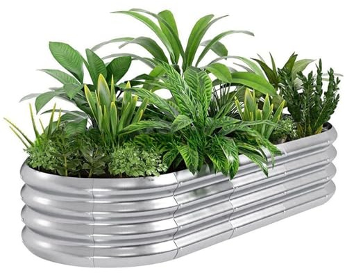 Raised Garden Bed Kit, Galvanized Raised Planter Box Outdoor for Vegetables, Large Bottomless Metal Raised Bed for Herb, Growing Fruits, Flower 240 * 120 * 29cm