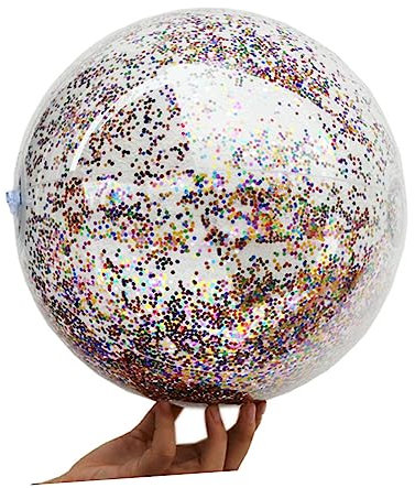 KONTONTY Aufblasbarer Glitzer Strandball Transparente PVC Wasserbälle für Sommer für Strand Pool Partys Chic und Sicher für Drinnen und Draußen