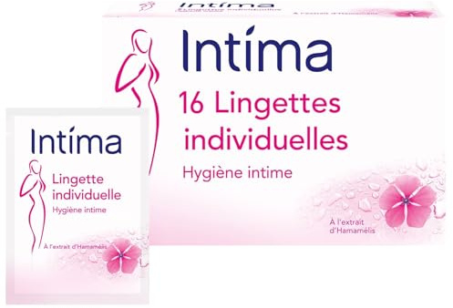 INTIMA – Lingettes Douces à l’Hamamélis pour Soin Intime Apaisant, Format Pratique de 16 unités - Lot de 4 - vendu par Lot