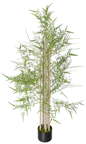 FIVMEN Planta artificial de bambú, plantas de interior, plantas artificiales, como real, con maceta, plantas artificiales, plantas falsas para salón, dormitorio, oficina, decoración, 150 cm de alto