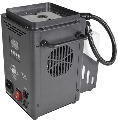 QTX VertiBox – Machine à brouillard verticale compacte à DEL | Effet de fumée et de lumière portable pour DJs, discothèque, scène, Noël et Halloween | Télécommande sans fil, DMX, LED RVB