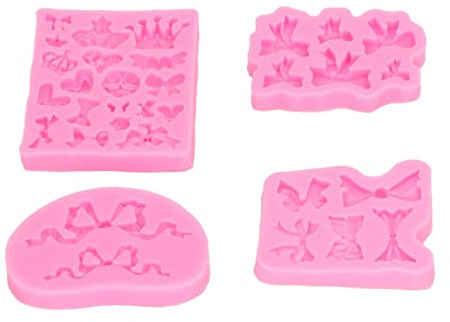 LjwZekyrnt 4 pièces moules en Silicone Bowknot Style couronne de nœud papillon moules à Fondant antiadhésifs de qualité alimentaire durables pour gâteau pain chocolat