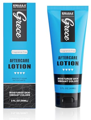 EMALLA Lozione quotidiana per tatuaggi da 90 ml, idratante leggero per tatuaggi freschi, allevia il prurito, mantiene il colore, non grassa e senza profumi