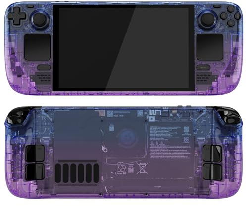 eXtremeRate Replacement Full Set Housing Shell with Buttons for Steam Deck OLED Handheld Console, Custom DIY Gradient Translucent Bluebell Faceplate Back Plate Trackpad Case for Steam Deck OLED